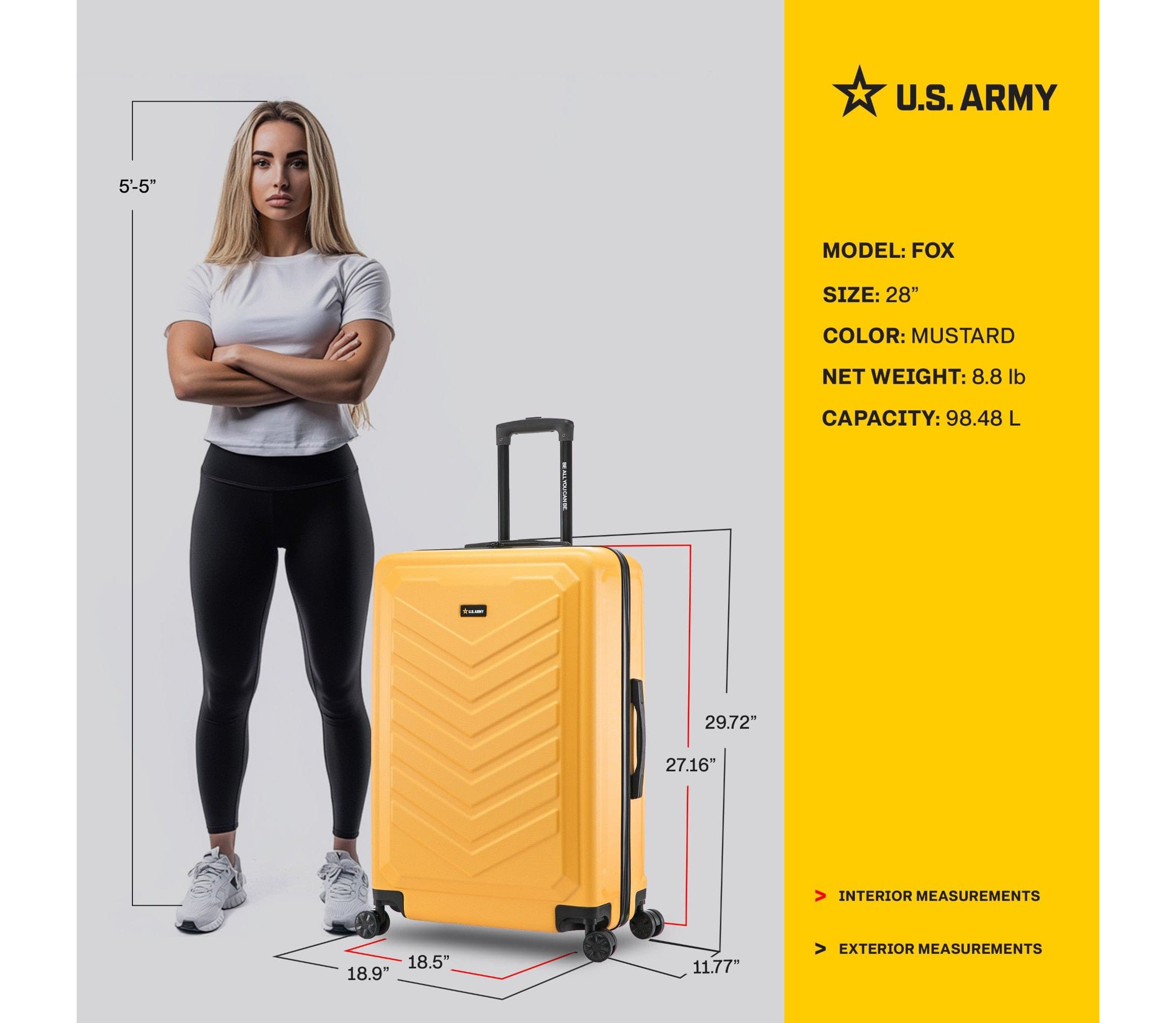 U.S. ARMY FOX 28" Large Suitcase Sand