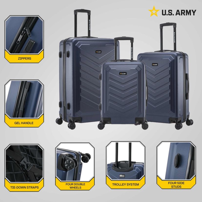 U.S. Army FOX 3-Piece Luggage Set 20”/24”/28” Black