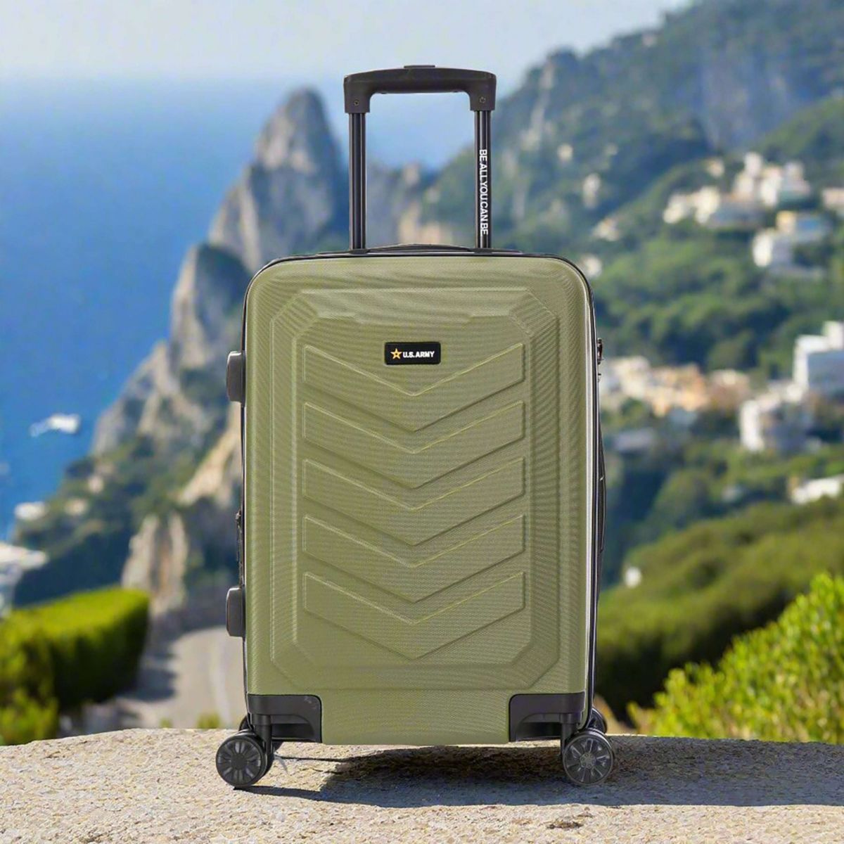 U.S. ARMY FOX PRO  20 Expandable Carry-On Suitcase with TSA Lock Olive Drab