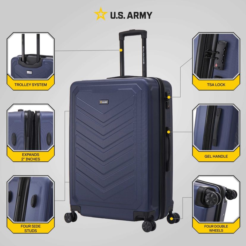U.S. ARMY FOX PRO 28 Expandable Large Suitcase with TSA Lock Olive Drab