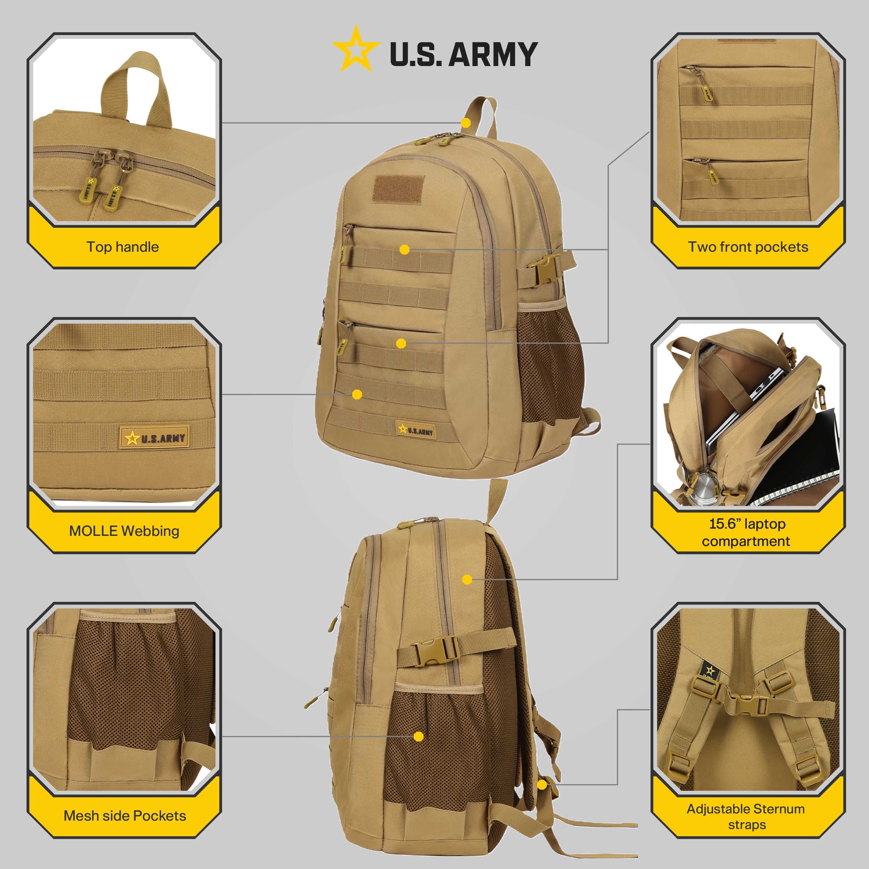 U.S. Army ZULU Tactical Laptop Backpack Black