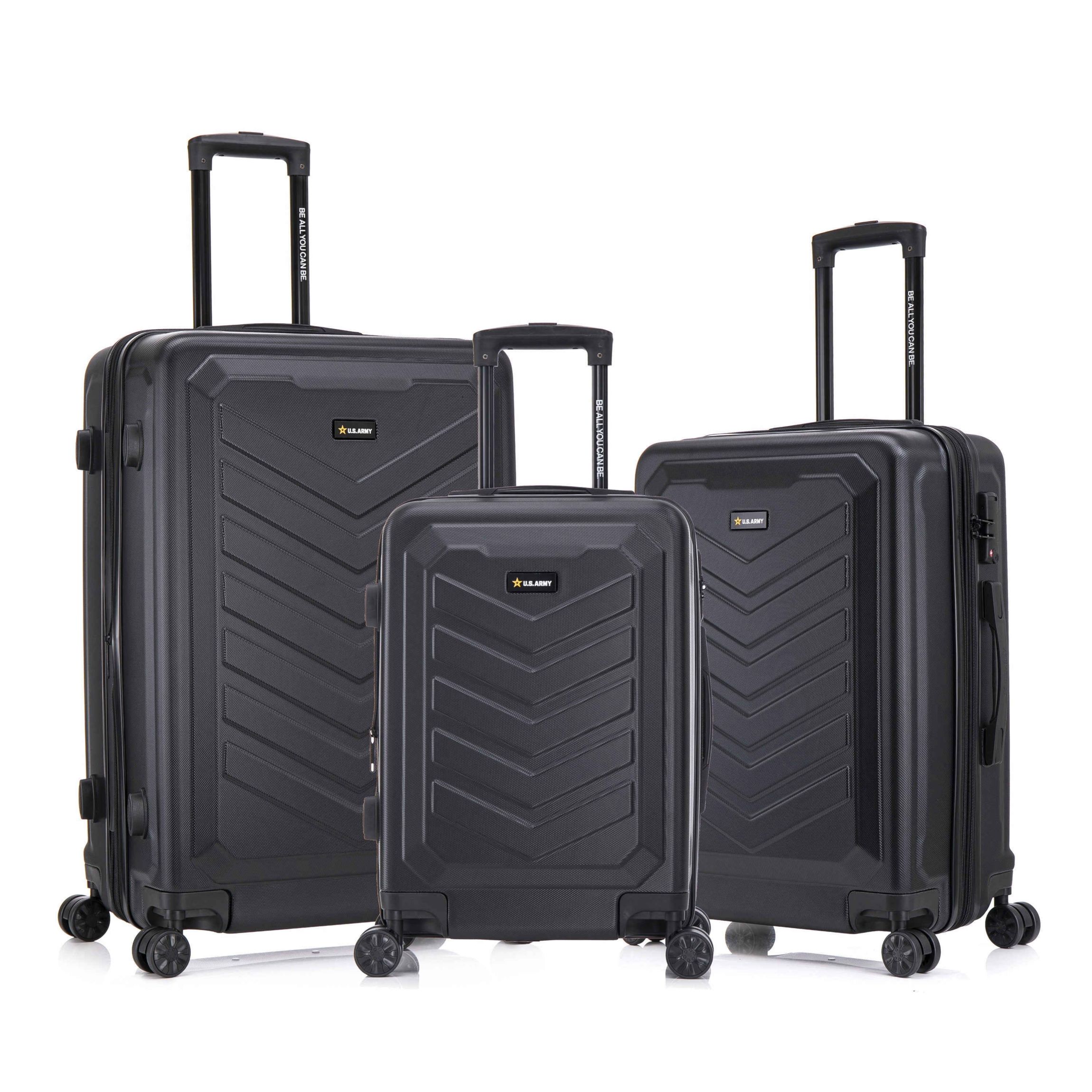 U.S. Army FOX PRO 3-piece Luggage Set 20"/24"/28" Expandable Suitcases with TSA Lock Olive Drab