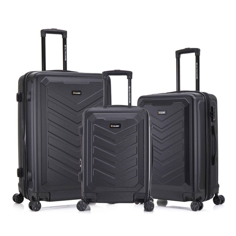 U.S. Army FOX PRO 3-piece Luggage Set 20"/24"/28" Expandable Suitcases with TSA Lock Olive Drab