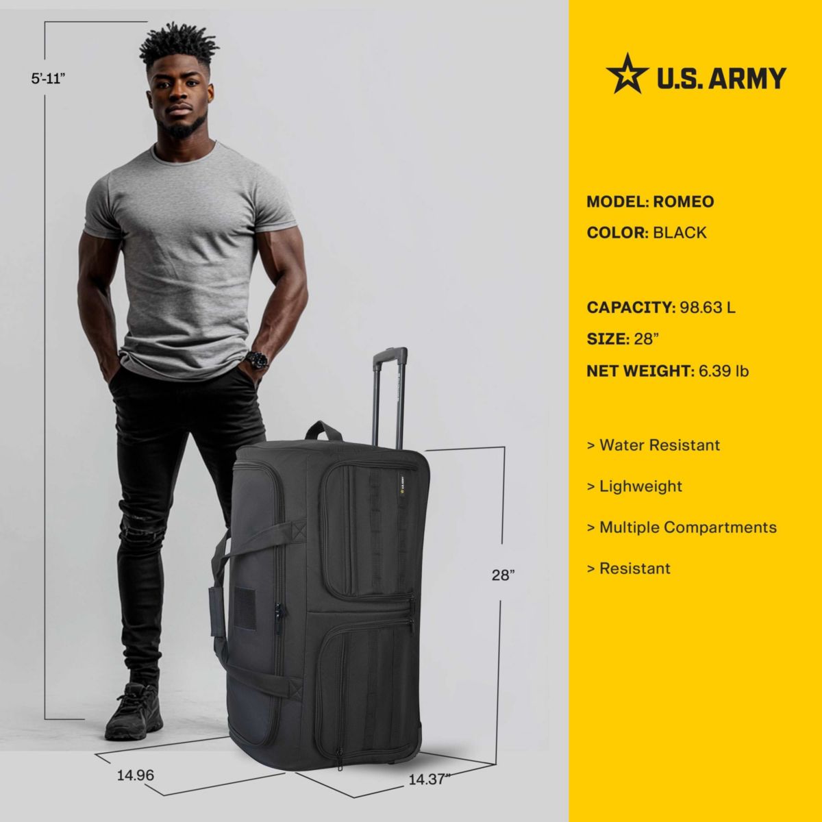 U.S. Army ROMEO 28-inch Tactical Rolling Duffel Green