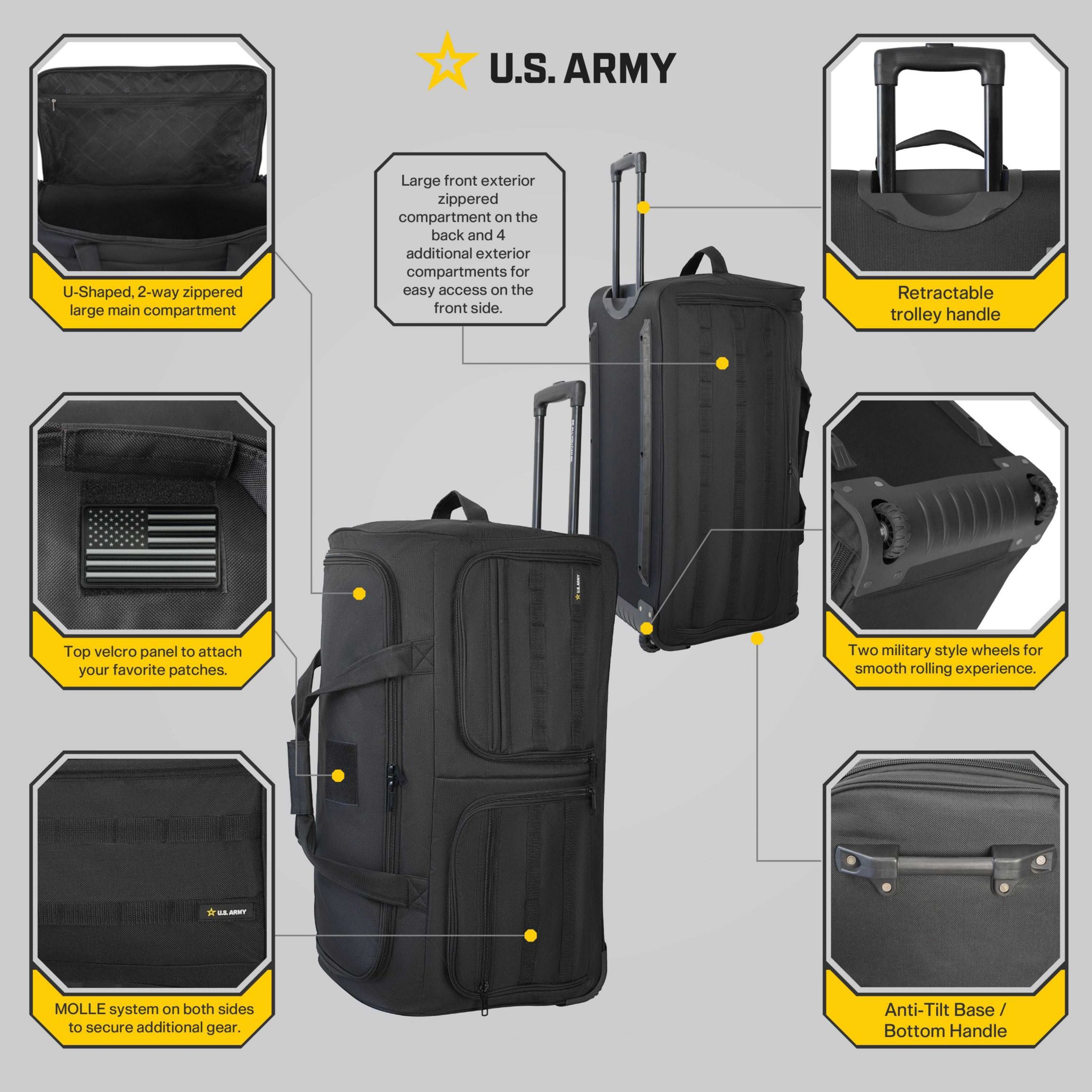 U.S. Army ROMEO 31-inch Tactical Rolling Duffel Black