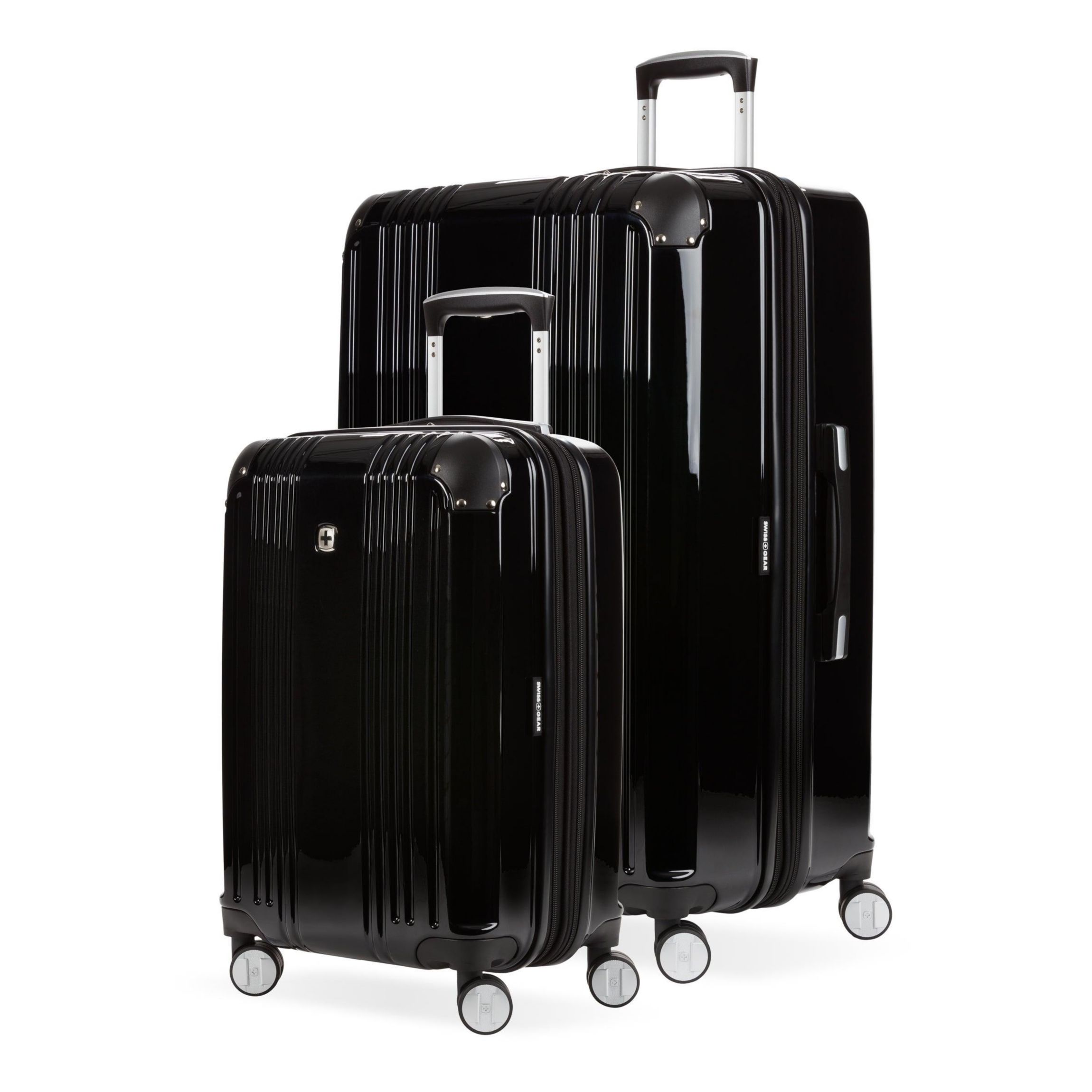 7786 2pc Expandable Hardwide Spinner Luggage Set Black