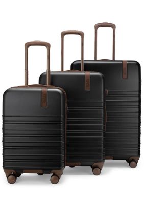 Von Dutch Retro Trek 3-Piece Expandable Hardside Spinner Luggage Set, Black