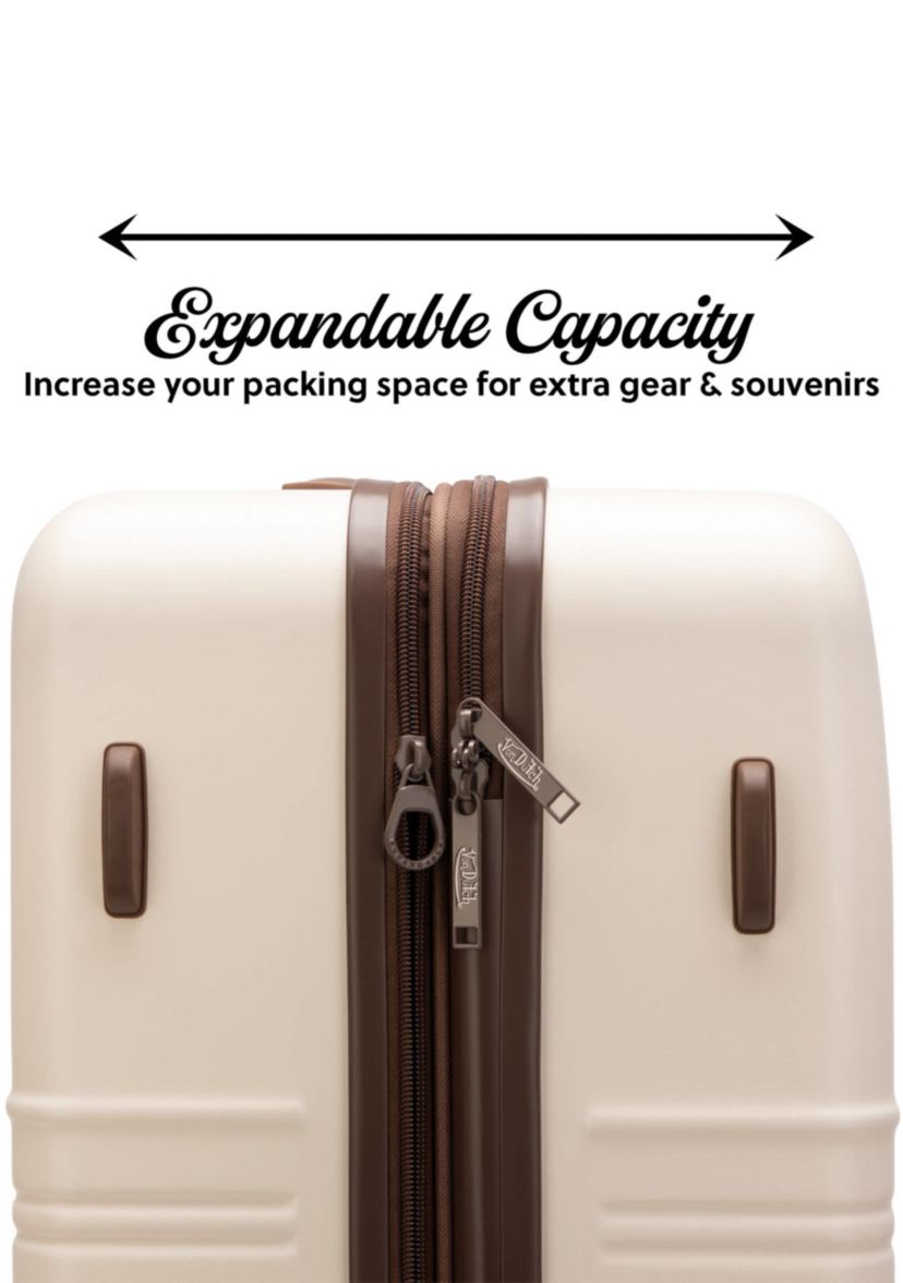 ホワイト　ブラウン Von Dutch Retro Trek 3-Piece Expandable Hardside Spinner Luggage