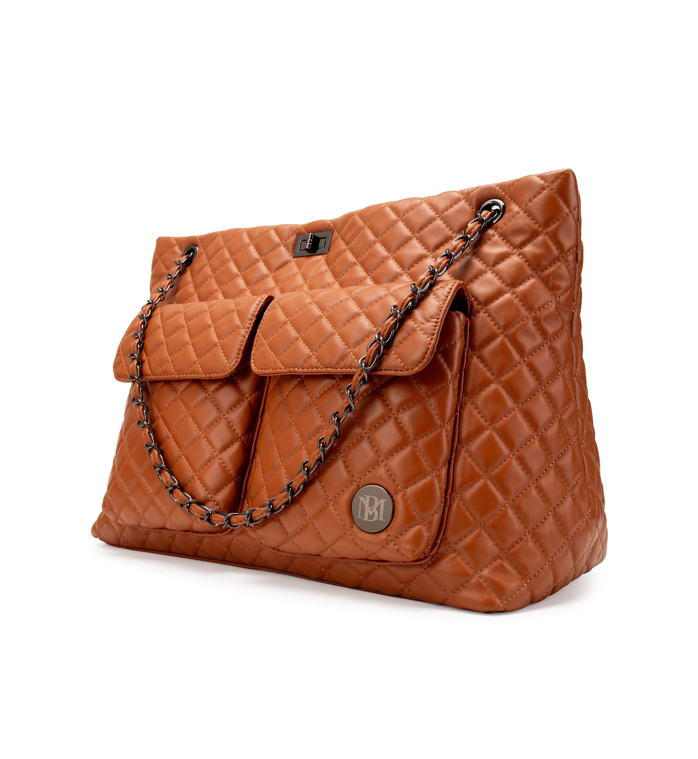 Diana Quilted Vegan Leather Weekender Tote Bag