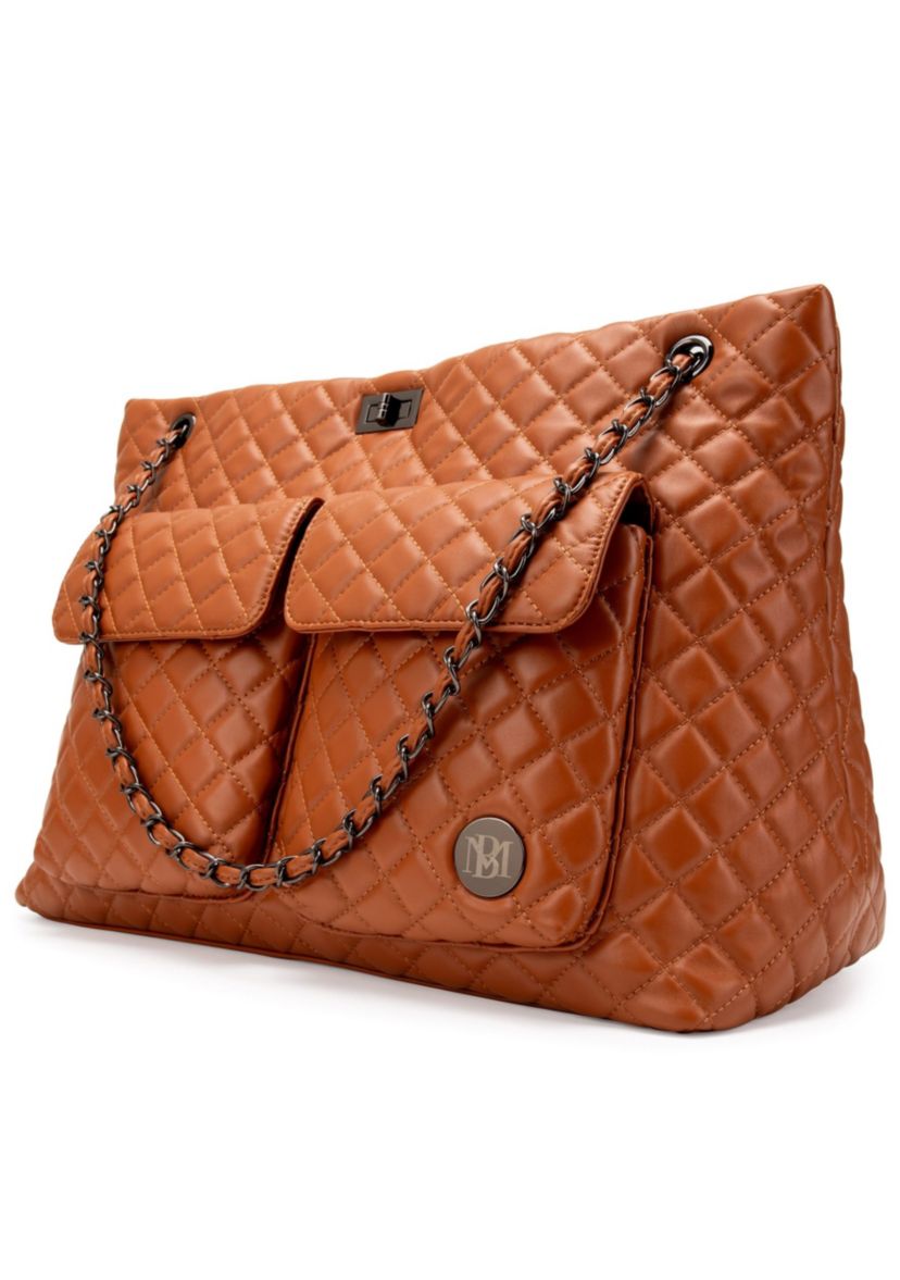 Diana Quilted Vegan Leather Weekender Tote Bag