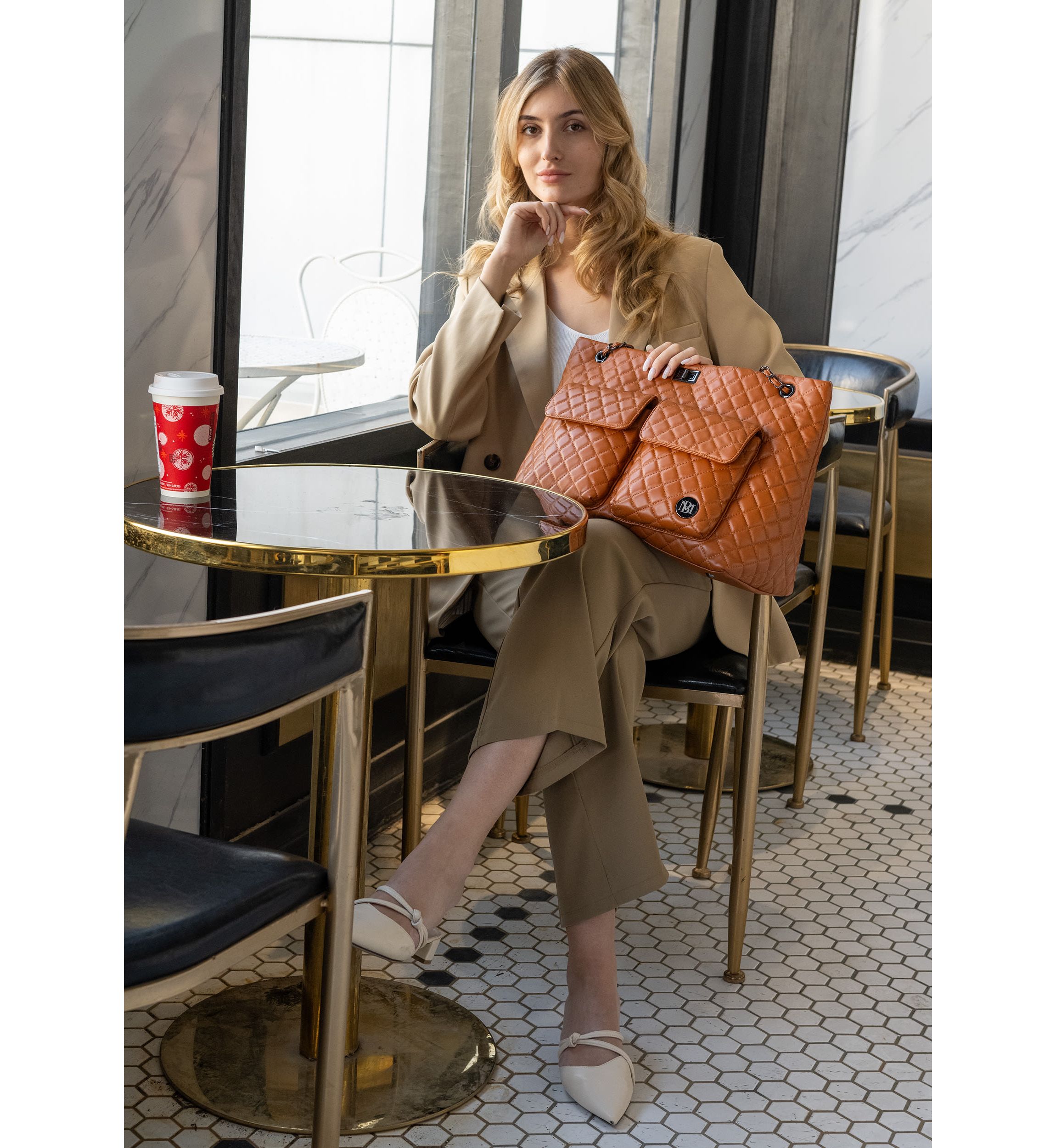 Diana Quilted Vegan Leather Weekender Tote Bag