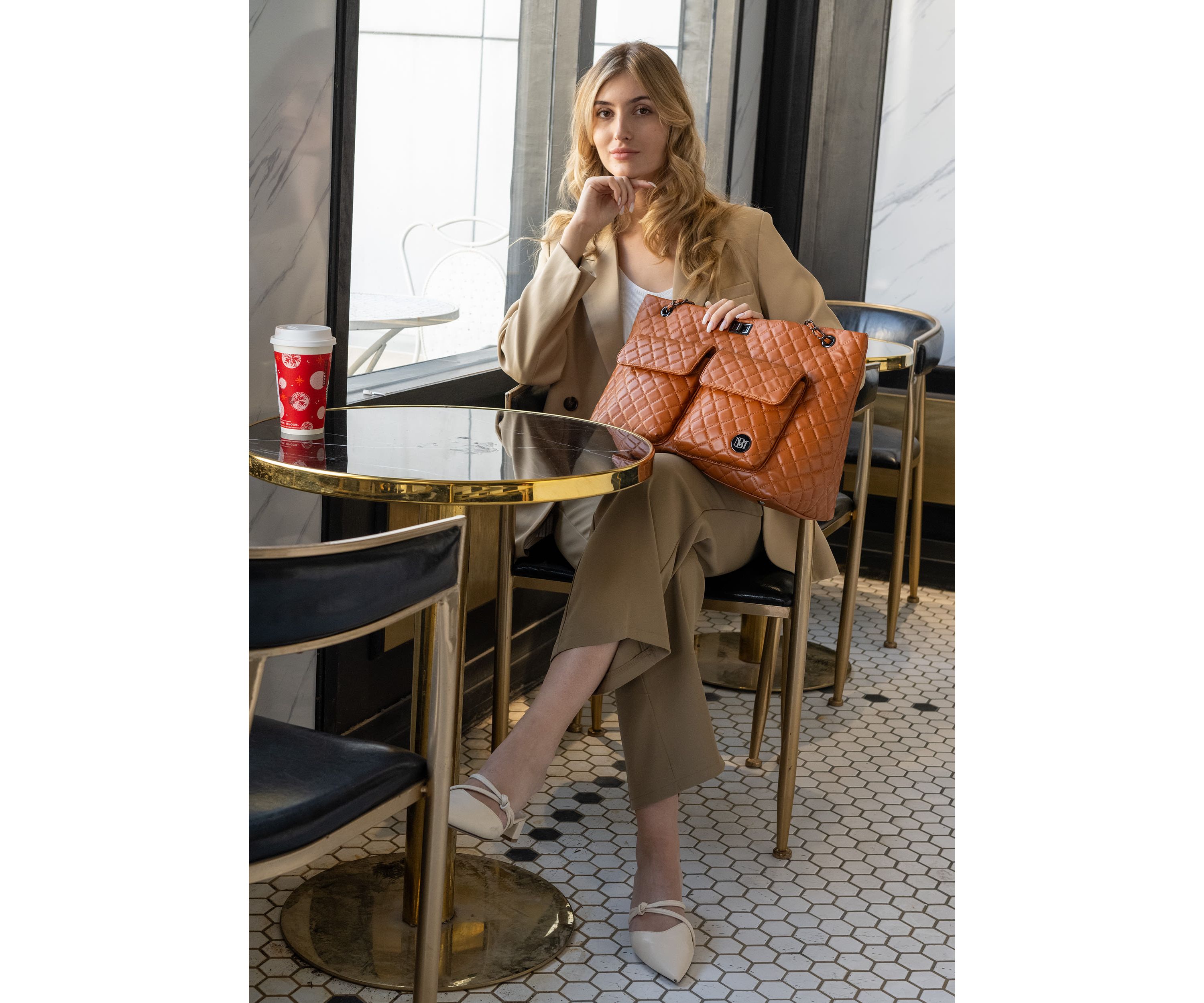 Diana Quilted Vegan Leather Weekender Tote Bag