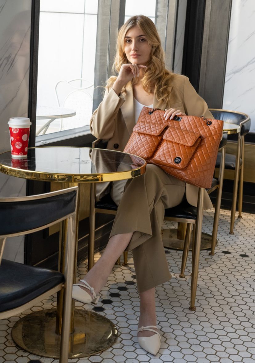 Diana Quilted Vegan Leather Weekender Tote Bag