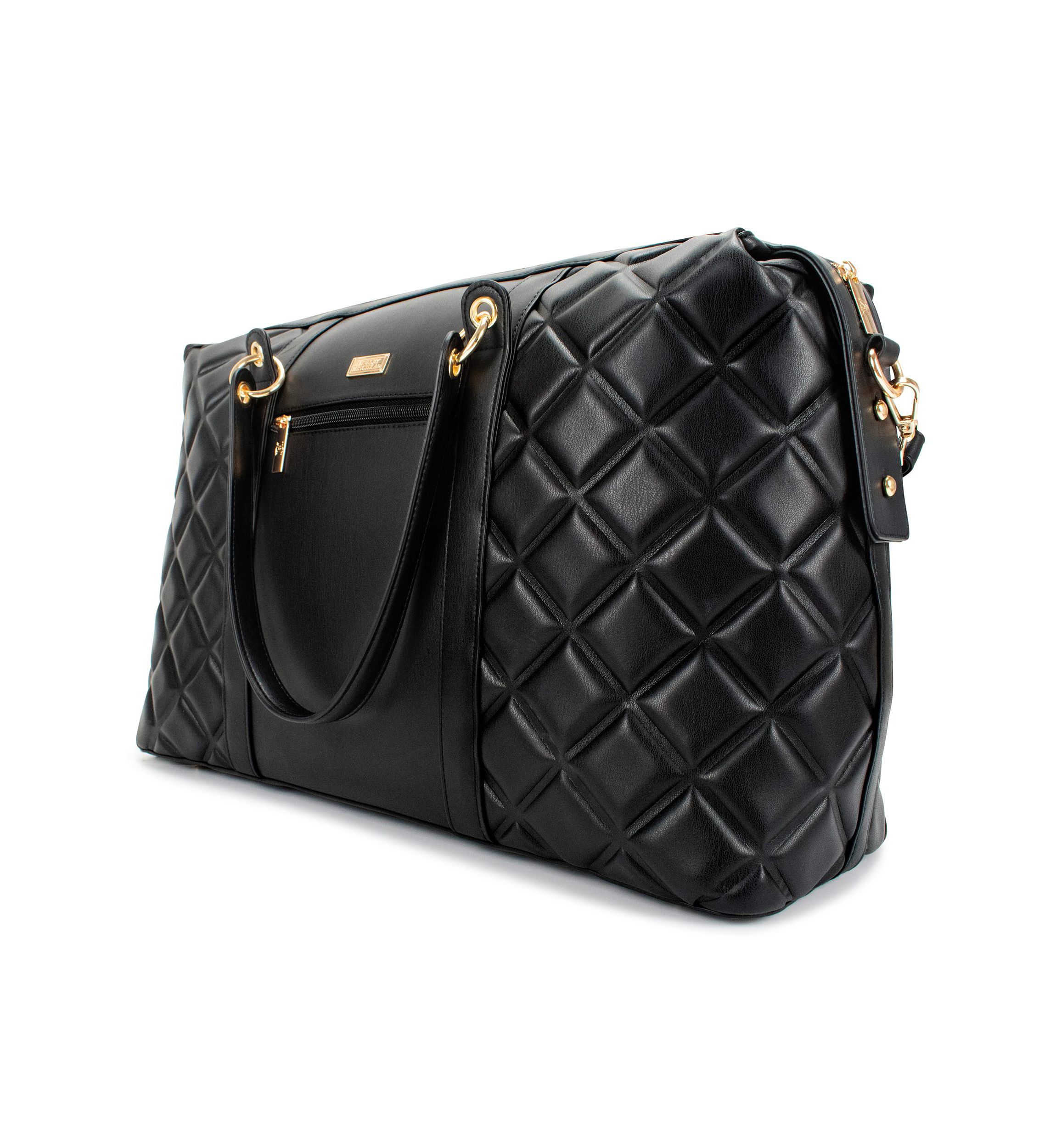 Diamond Quilted Vegan Leather Weekender Tote Bag