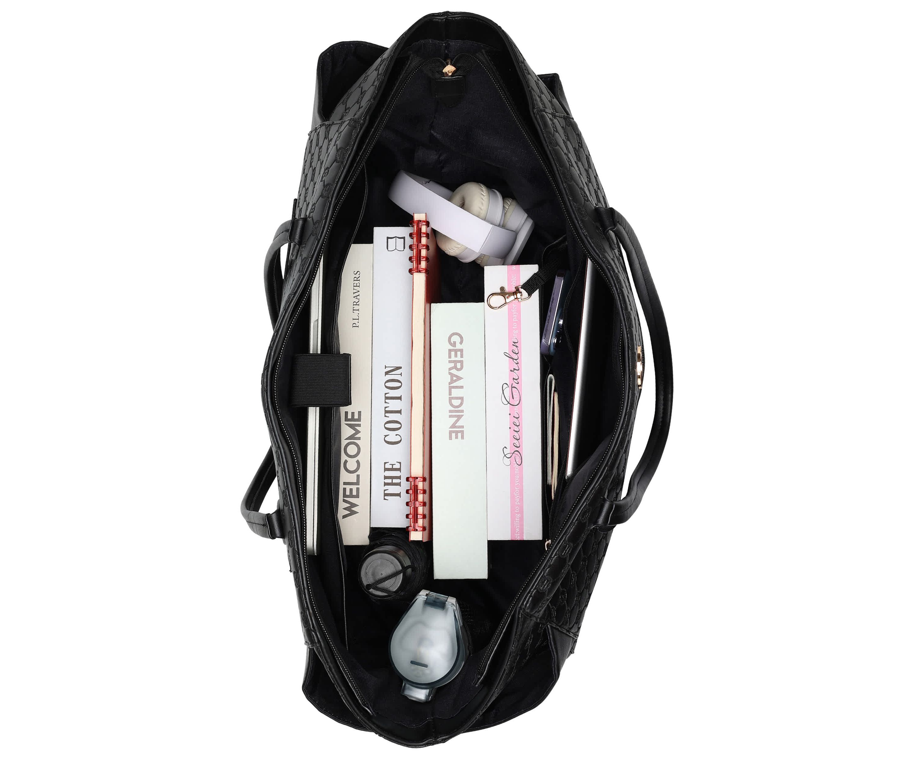 Compass 32L Vegan Leather Monogram Weekender Tote Bag