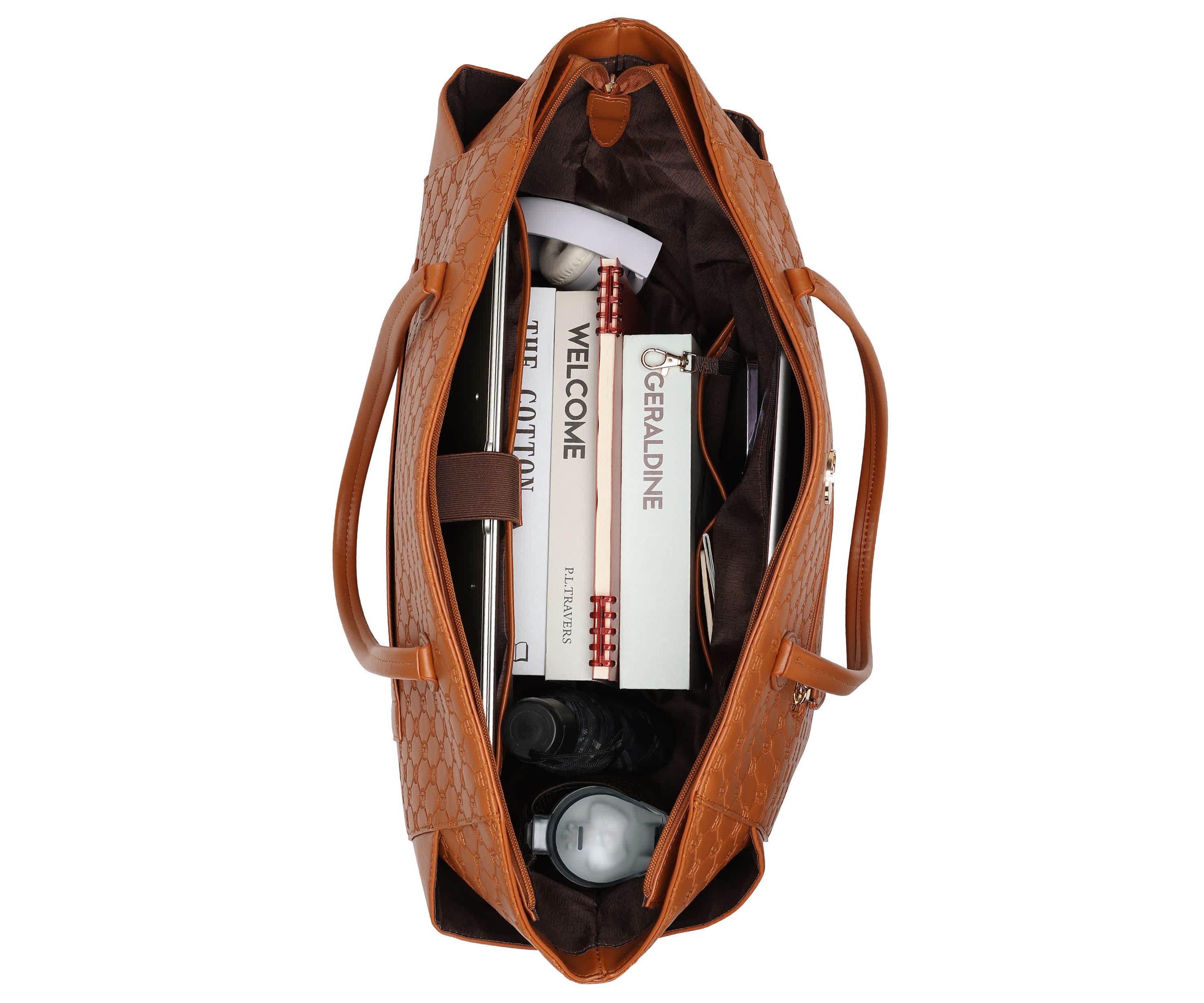 Compass 32L Vegan Leather Monogram Weekender Tote Bag