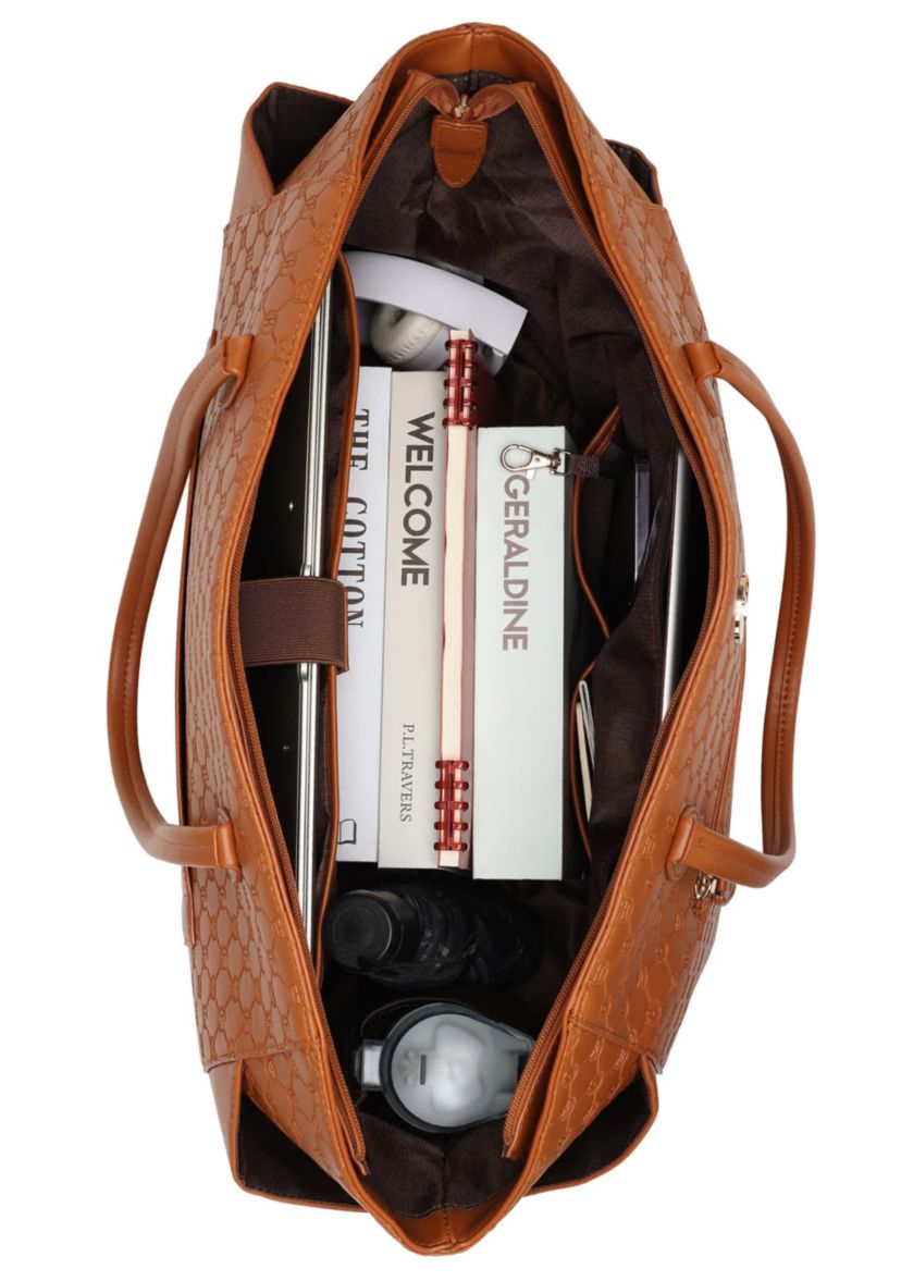 Compass 32L Vegan Leather Monogram Weekender Tote Bag