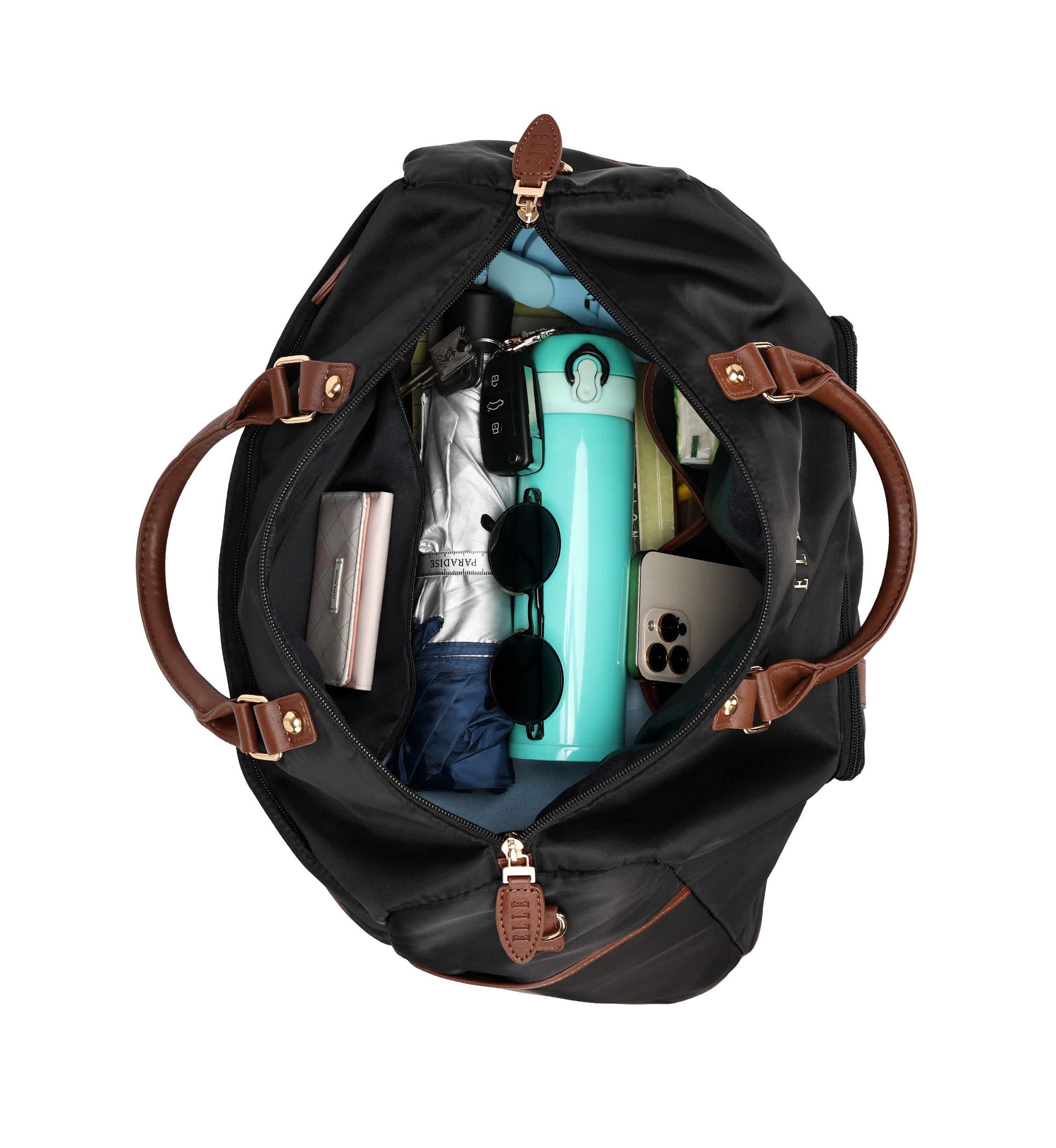 Luxe Journey 30L Twill and Vegan Leather Weekender Duffel Bag