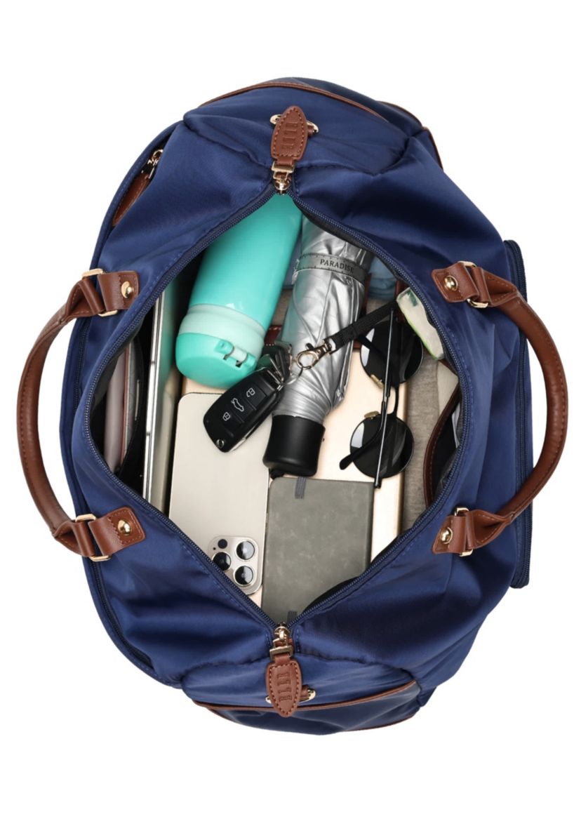Luxe Journey 30L Twill and Vegan Leather Weekender Duffel Bag
