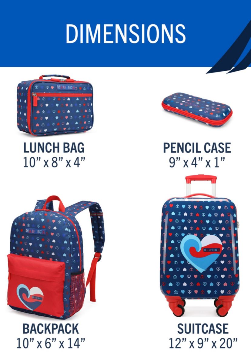 Nautica Kids 18" Back to School Carry-on 5-Piece Luggage Set | Nautica Peace