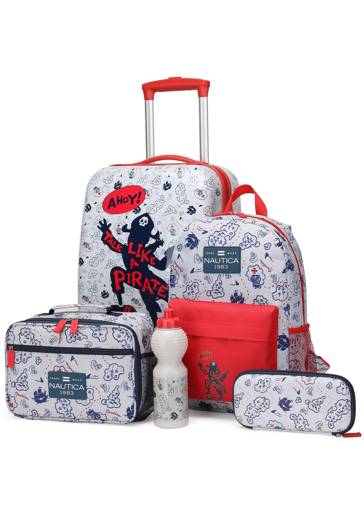 Nautica Kids 18" Back to School Carry-on 5-Piece Luggage Set | Pirate Ahoy