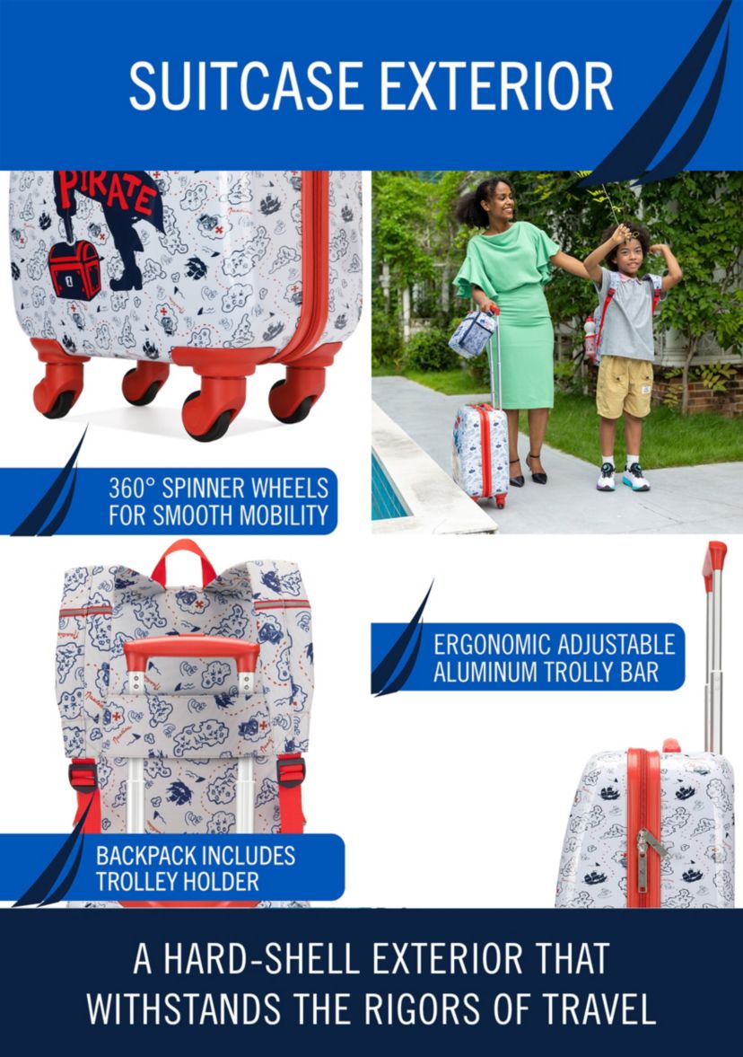Nautica Kids 18" Back to School Carry-on 5-Piece Luggage Set | Pirate Ahoy