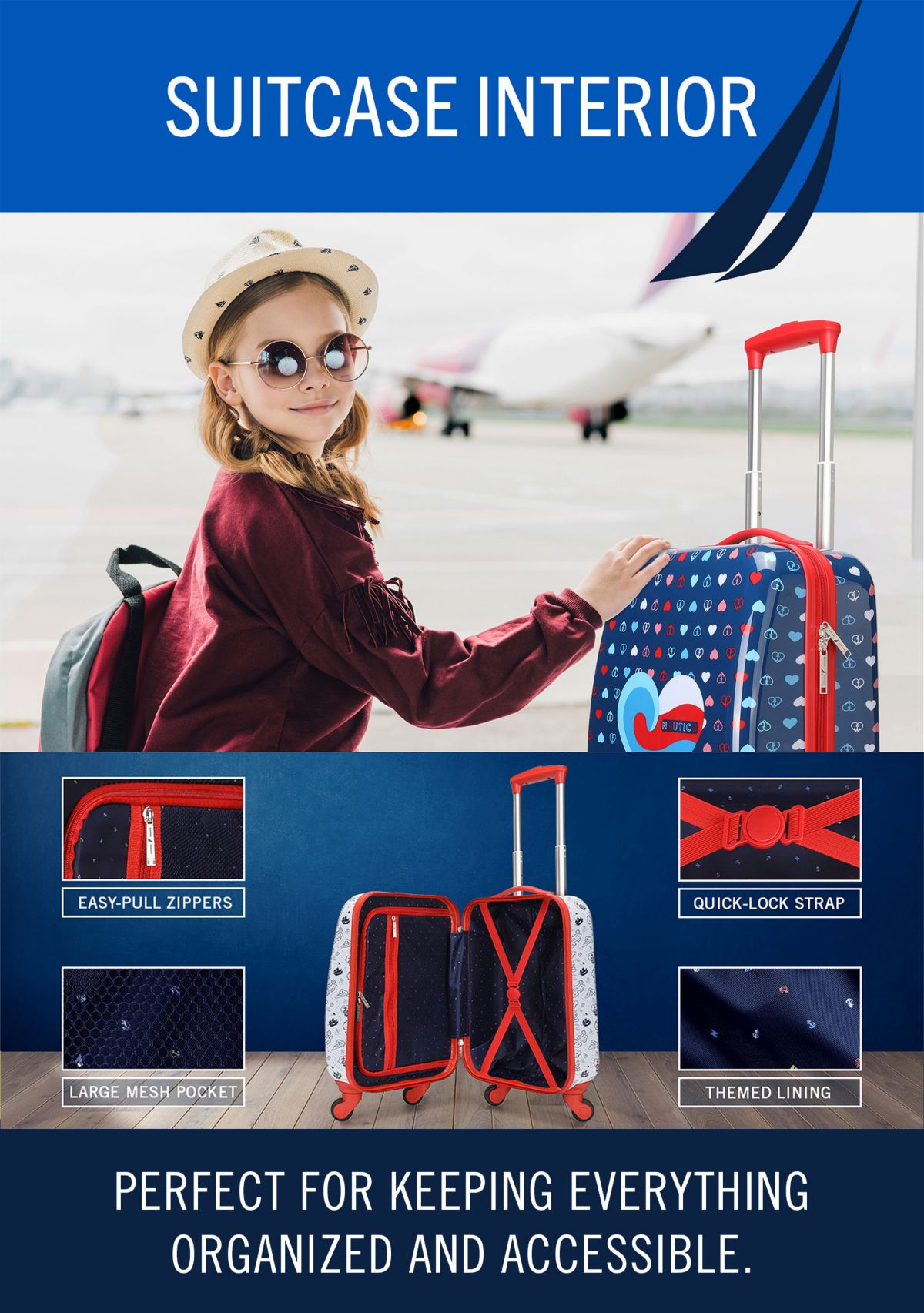 Nautica Kids 18" Back to School Carry-on 5-Piece Luggage Set | Pirate Ahoy