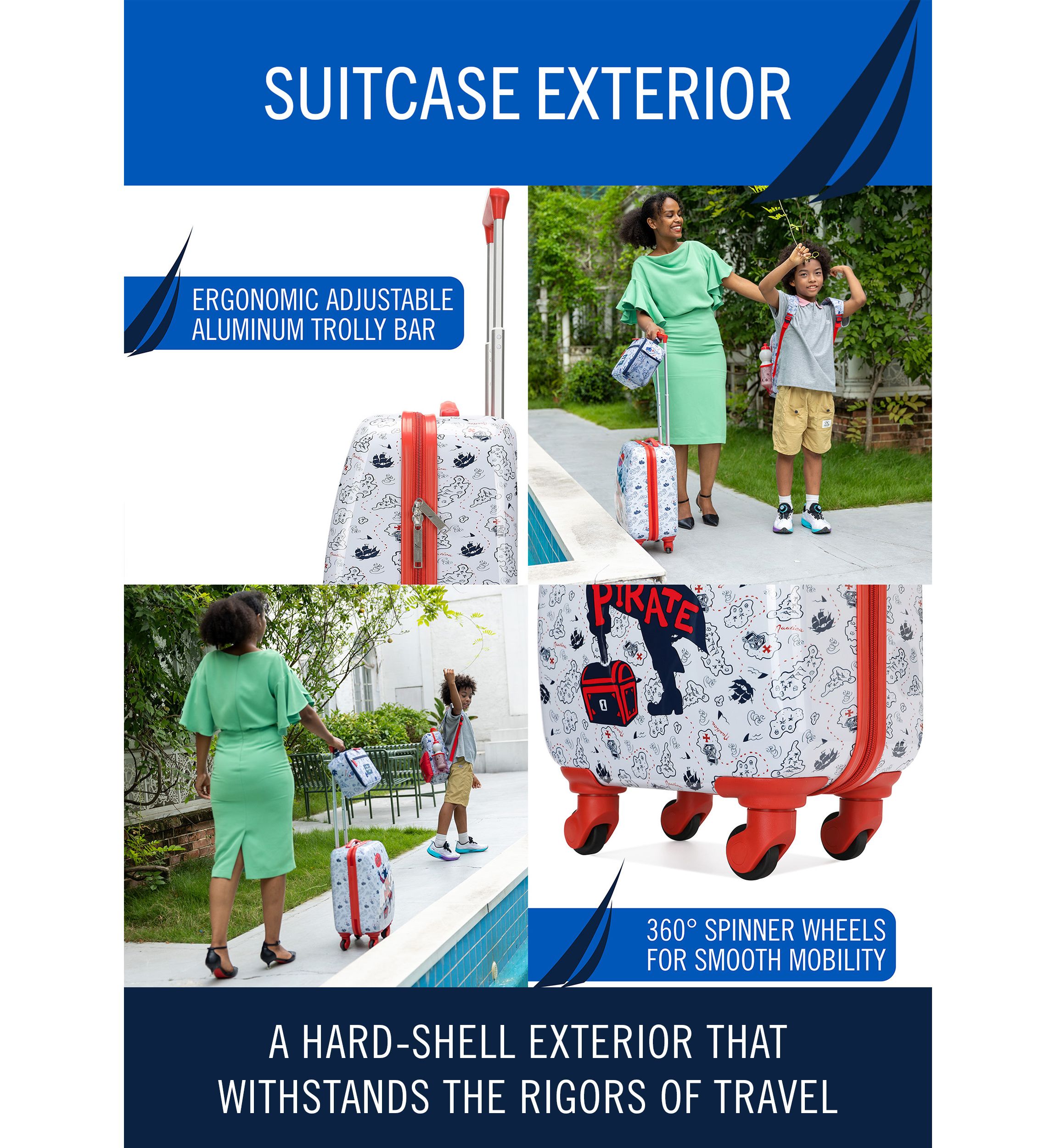 Nautica Kids 18" Airline Approved Carry-on Suitcase | Pirate Ahoy