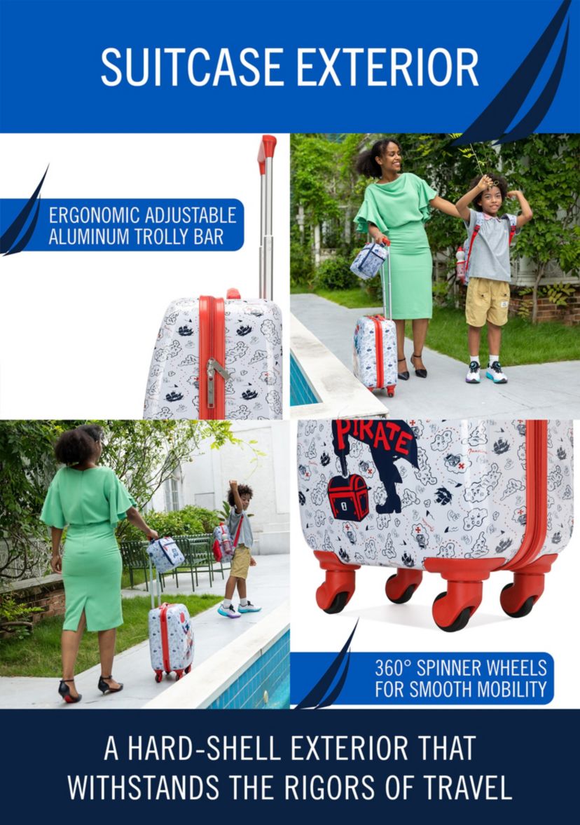 Nautica Kids 18" Airline Approved Carry-on Suitcase | Pirate Ahoy