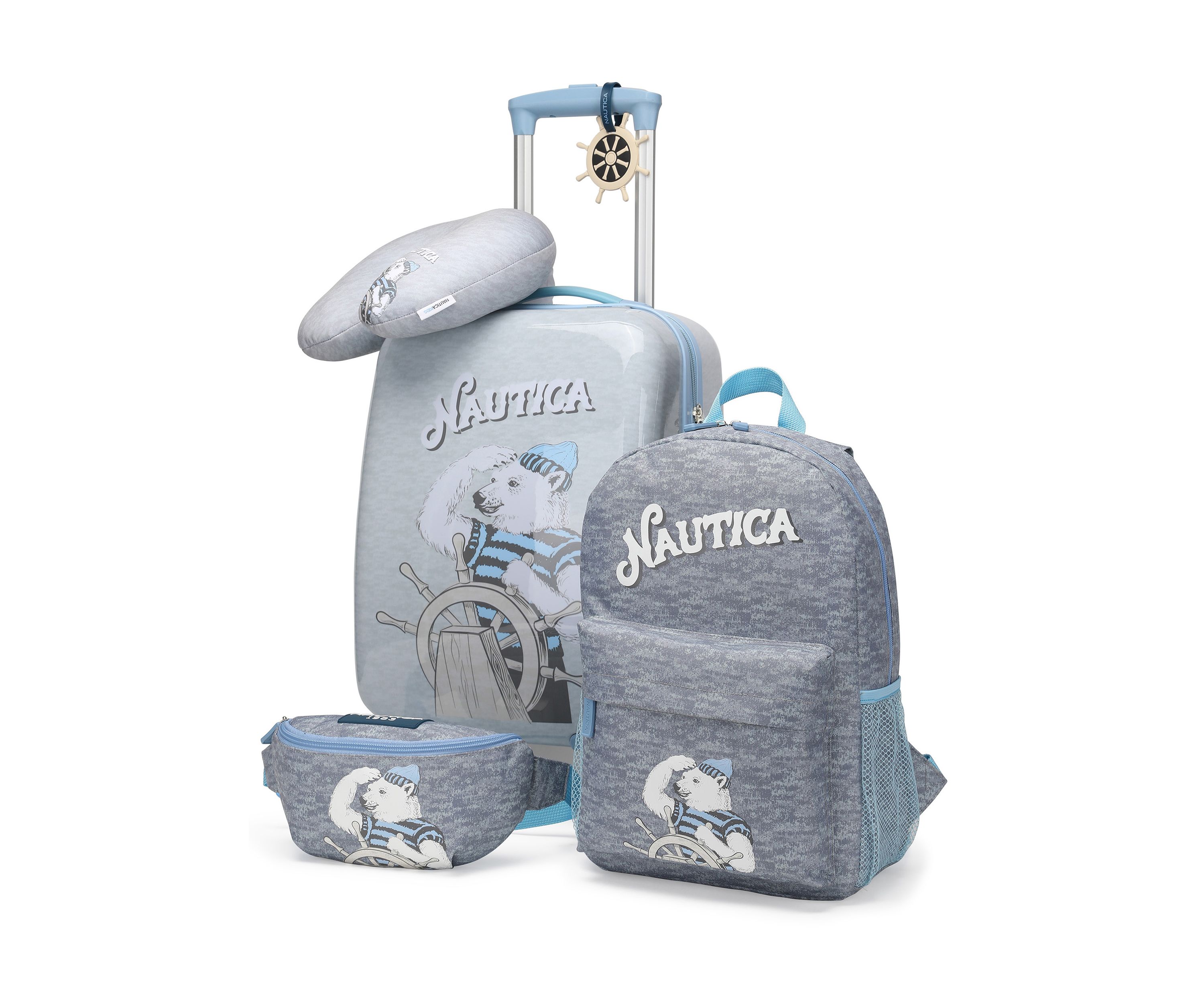 Nautica Kids 18" Airline Approved Carry-on 5-Piece Luggage Set | Polar Voyage