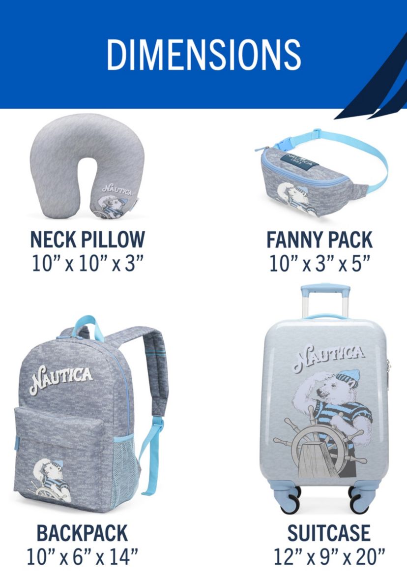 Nautica Kids 18" Airline Approved Carry-on 5-Piece Luggage Set | Polar Voyage