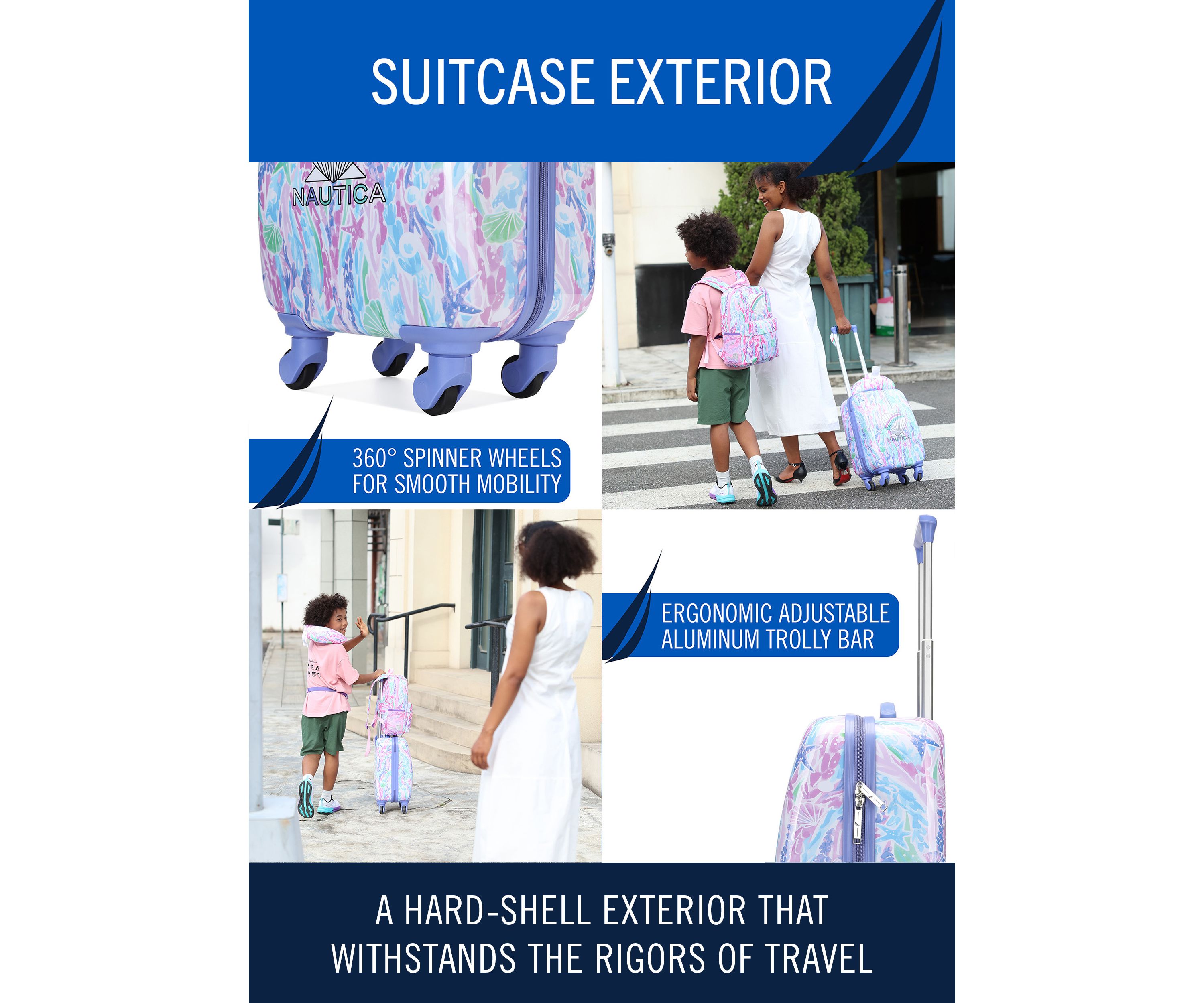 Nautica Kids 18" Airline Approved Carry-on Suitcase | Pastel Shell