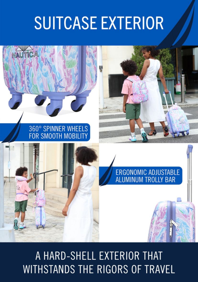 Nautica Kids 18" Airline Approved Carry-on Suitcase | Pastel Shell