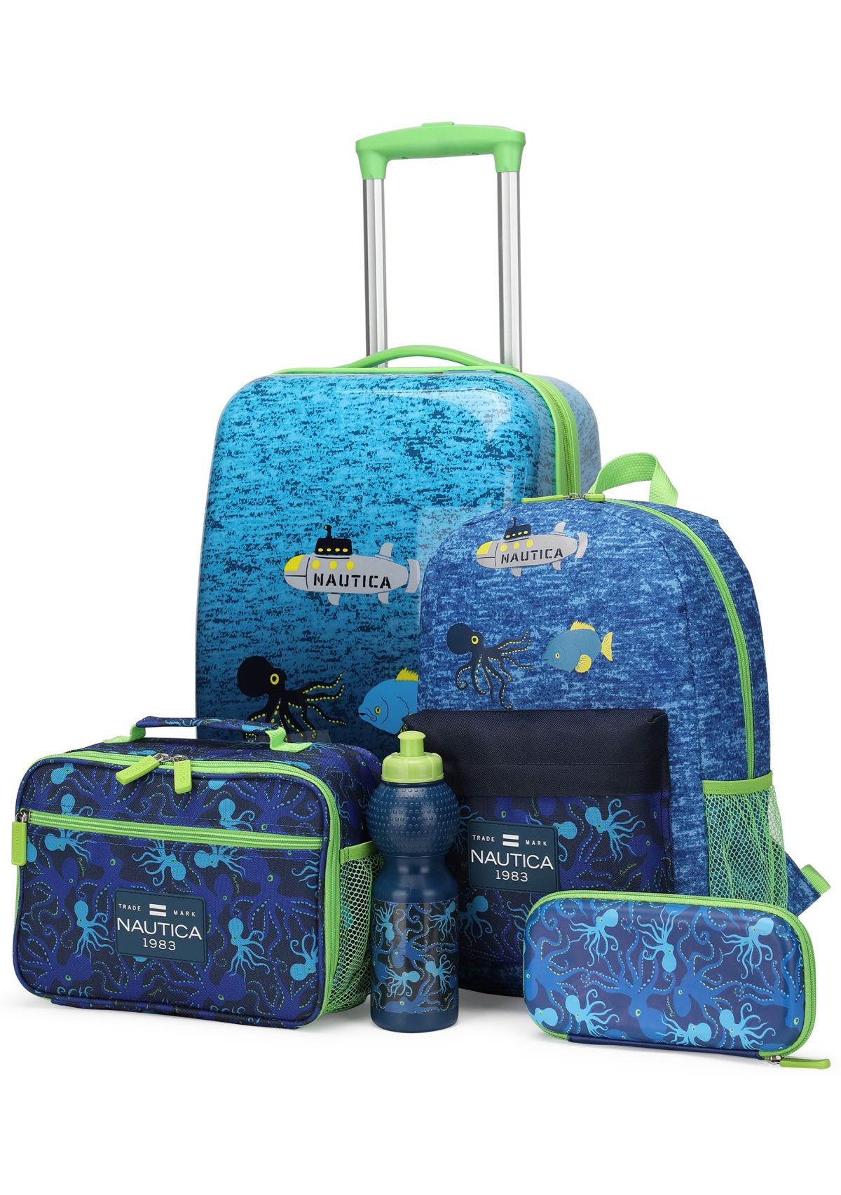 Nautica Kids 18" Back to School Carry-on 5-Piece Luggage Set | Submarine Journey