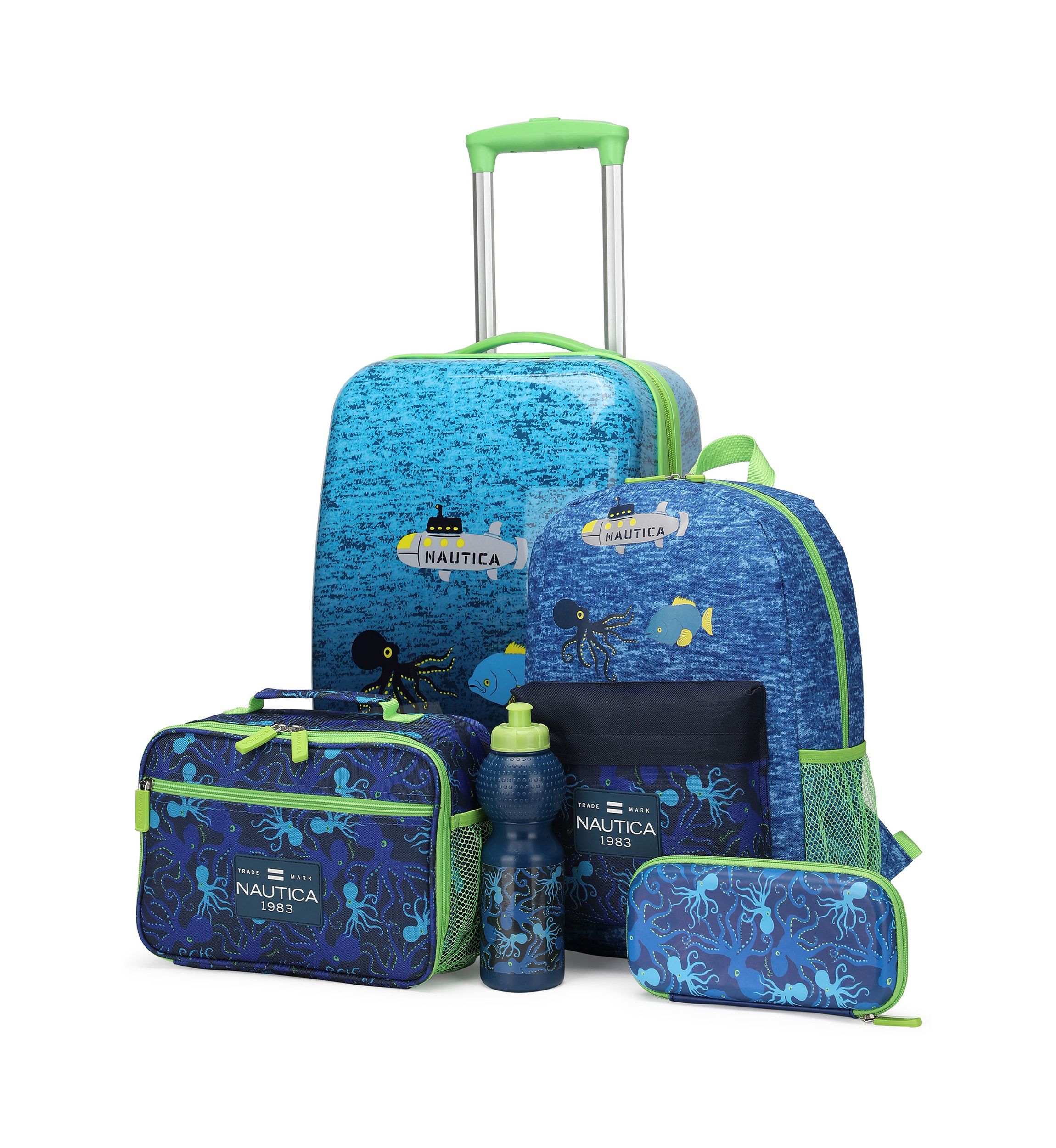 Nautica Kids 18" Back to School Carry-on 5-Piece Luggage Set | Submarine Journey
