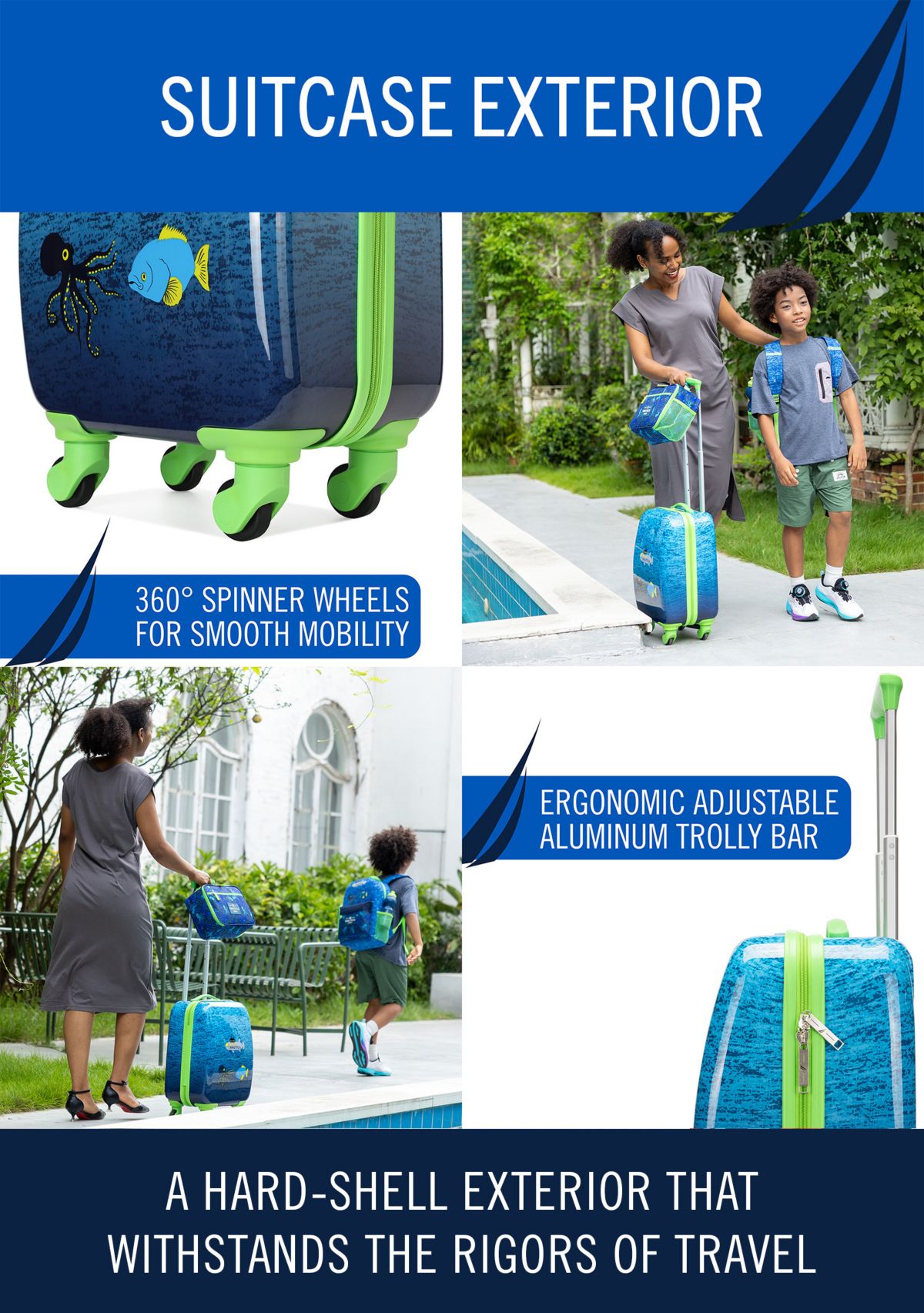 Nautica Kids 18" Back to School Carry-on 5-Piece Luggage Set | Submarine Journey
