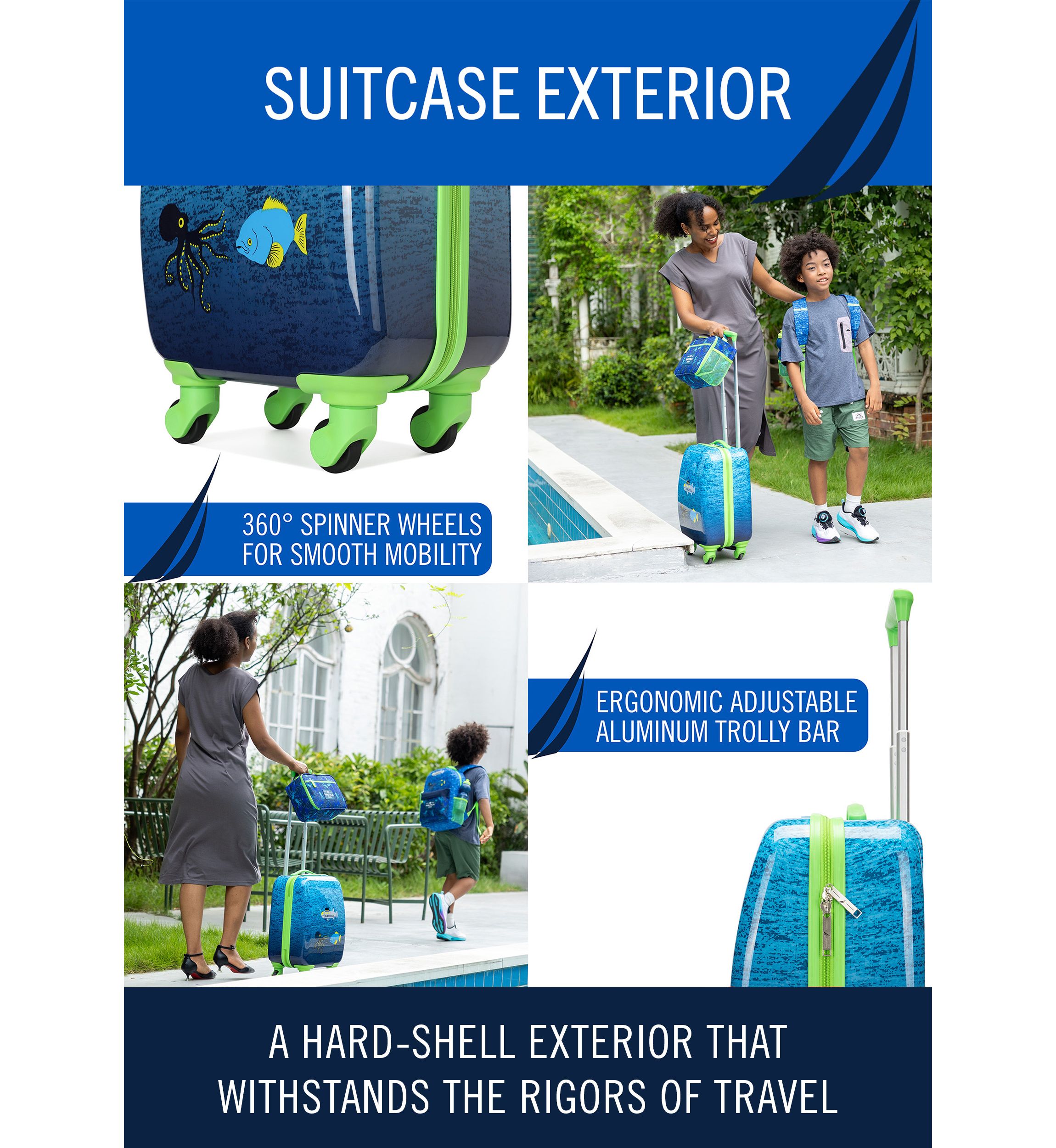 Nautica Kids 18" Back to School Carry-on 5-Piece Luggage Set | Submarine Journey