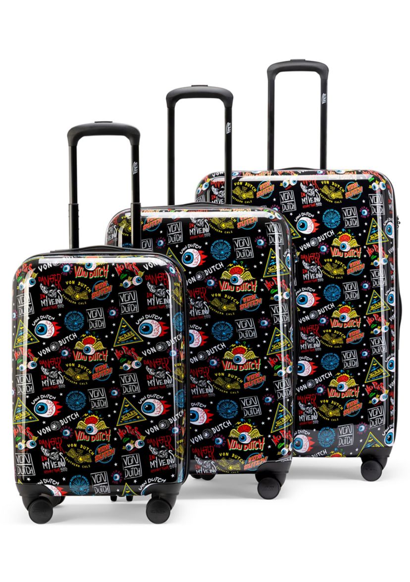 Von Dutch Jax Black 3-Piece Expandable Hardside Spinner Luggage