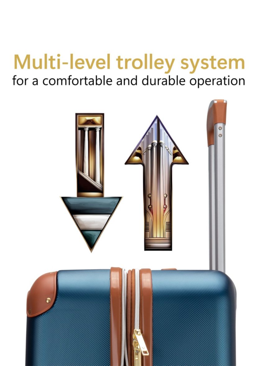 Vintage 3 Piece Expandable Retro Luggage Set