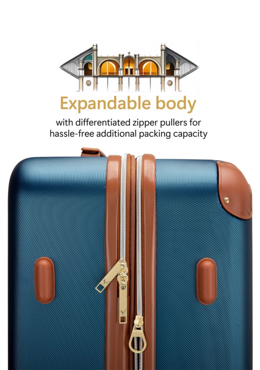 Vintage 3 Piece Expandable Retro Luggage Set