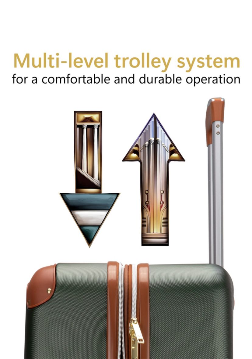 Vintage 3 Piece Expandable Retro Luggage Set