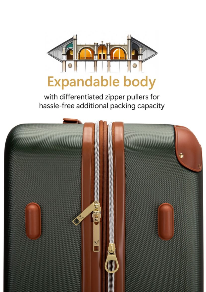 Vintage 3 Piece Expandable Retro Luggage Set