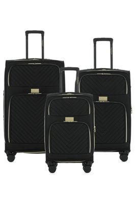 Isaac Mizrahi Victoria Softside Lightweight Expandable 3-Piece Luggage Set, Black