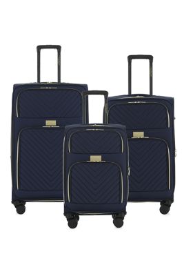 Isaac Mizrahi Victoria Softside Lightweight Expandable 3-Piece Luggage Set, Navy Blue