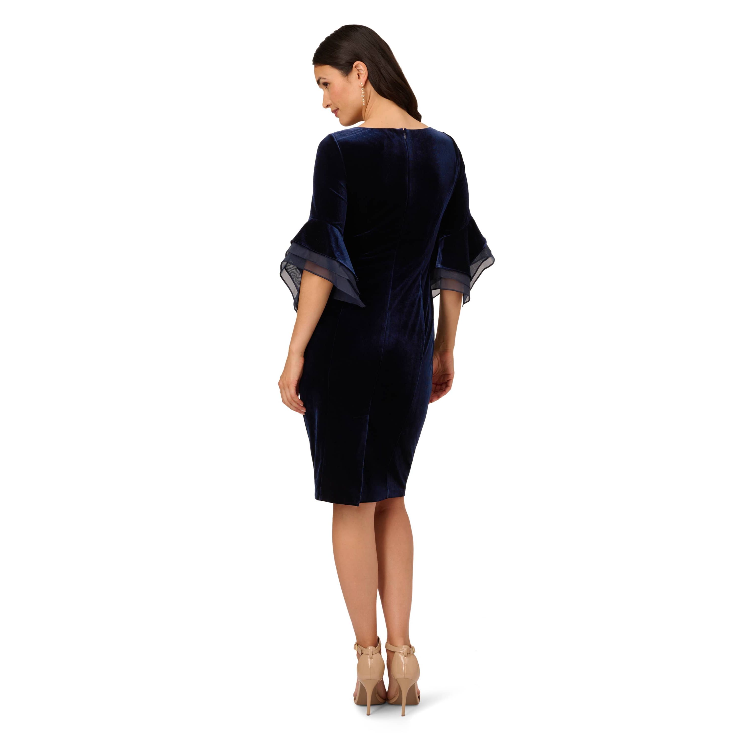 Velvet Bell Sleeve Short Dress