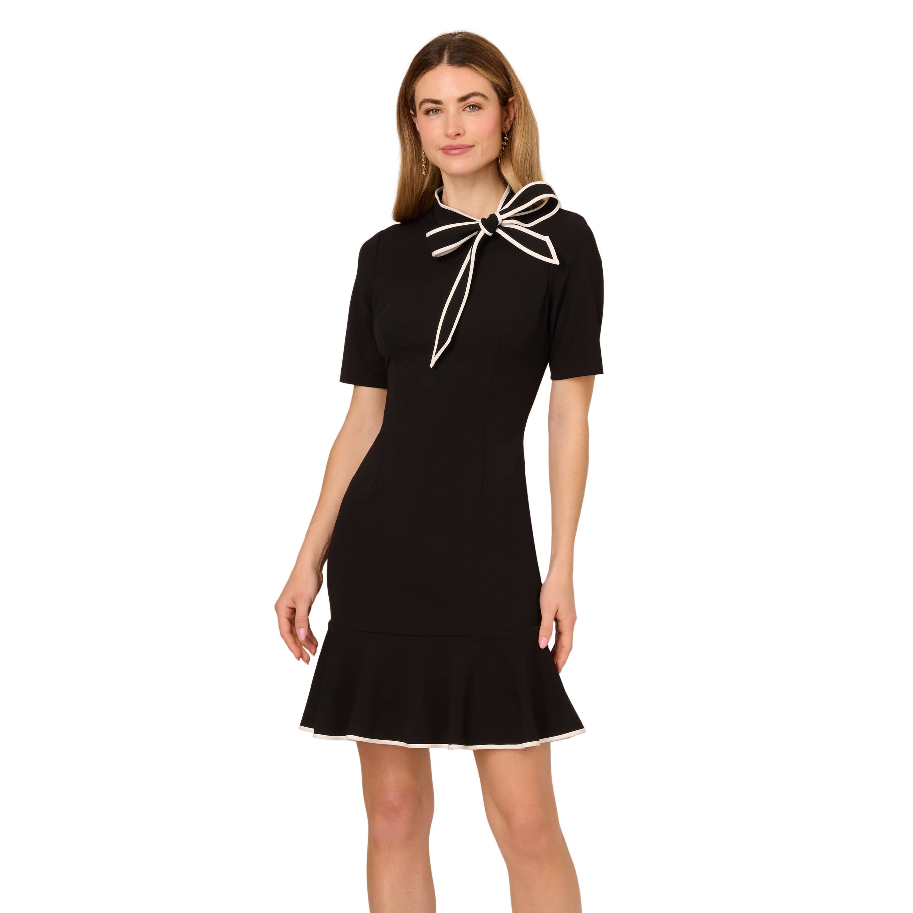 Knit Crepe Tie Neck Dress