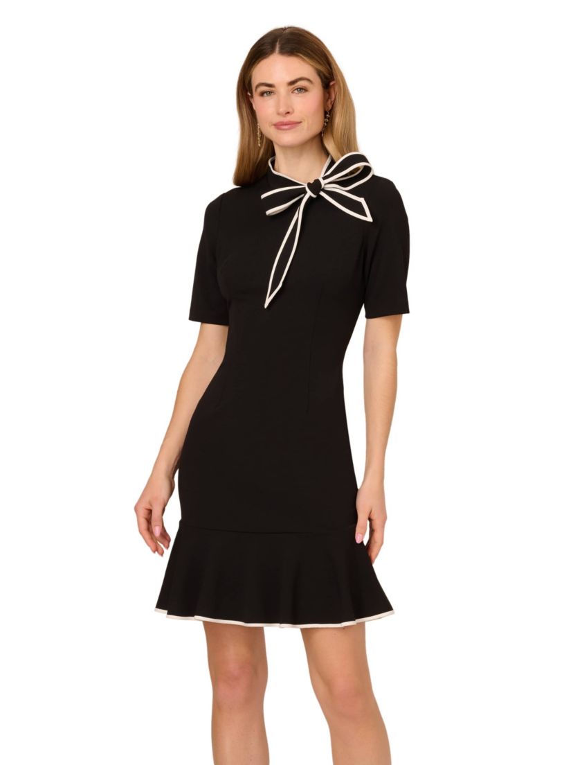 Knit Crepe Tie Neck Dress