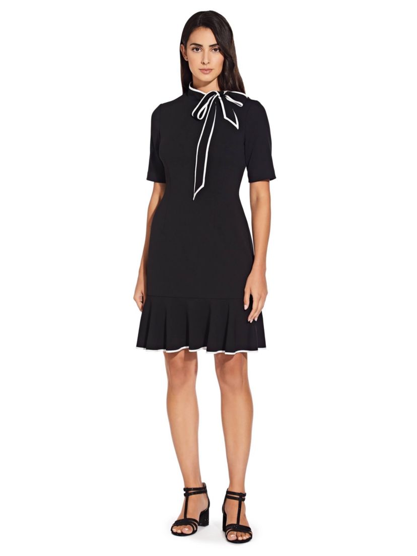 Knit Crepe Tie Neck Dress