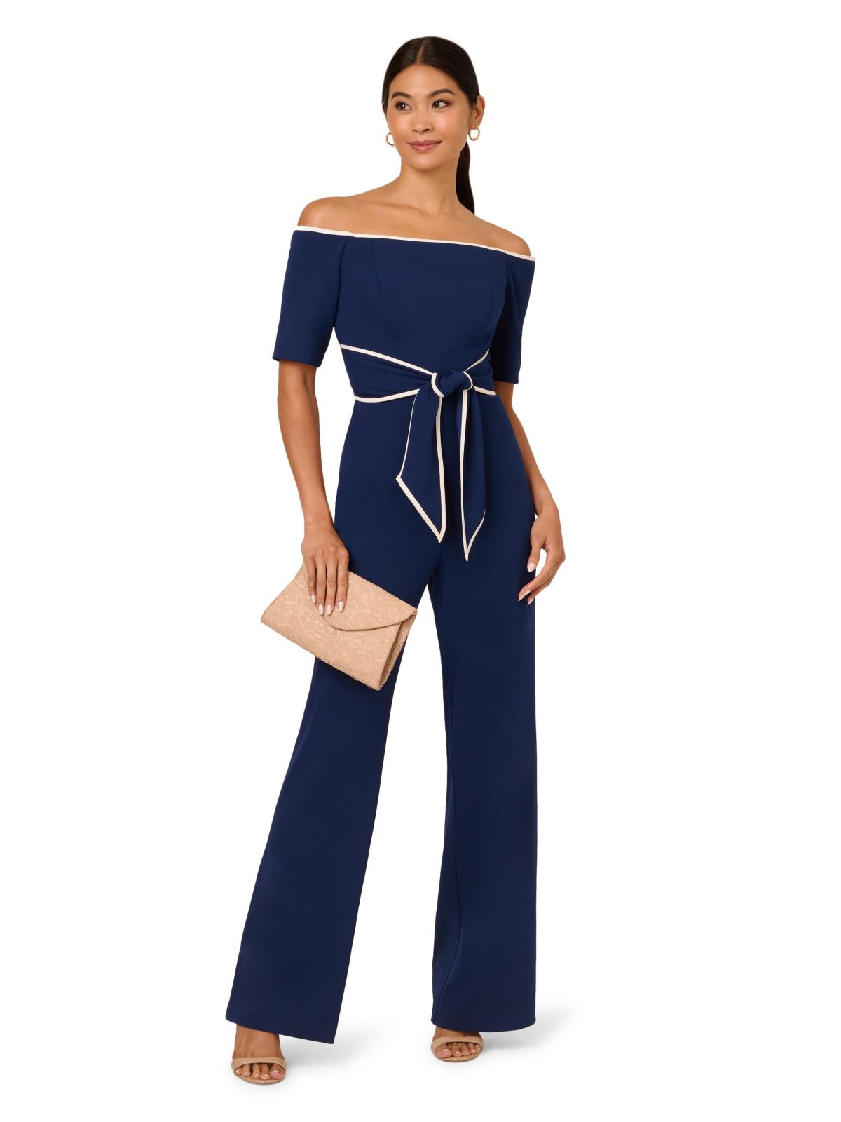 Knit Crepe Tie Jumpsuit