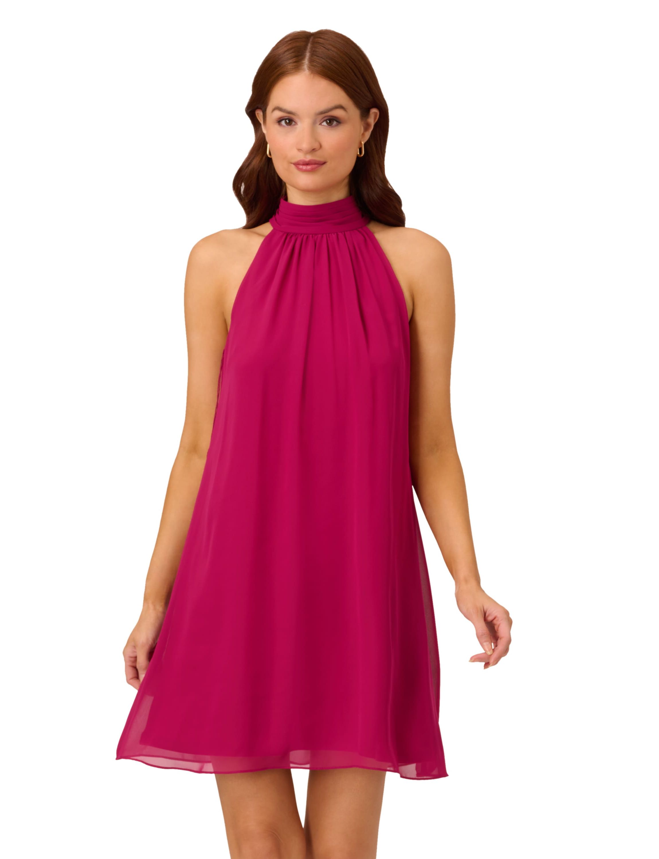 MOCKNECK CHIFFON JERSEY DRESS